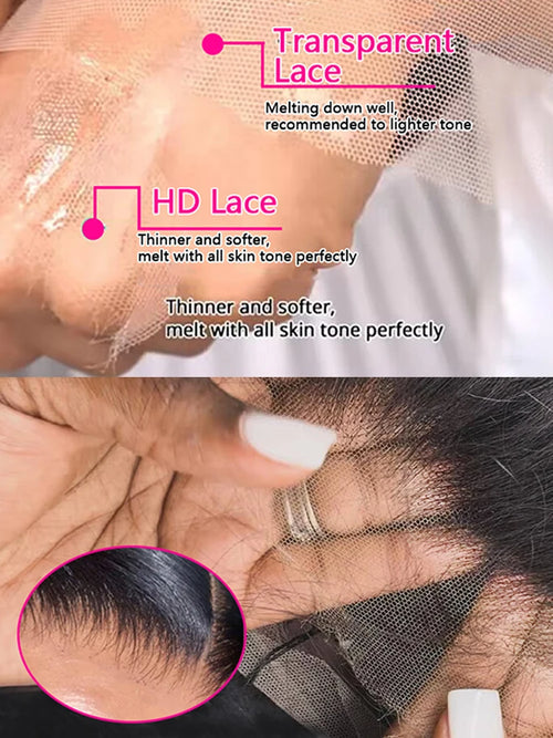 Bone Straight HD Transparent Lace Front Wigs